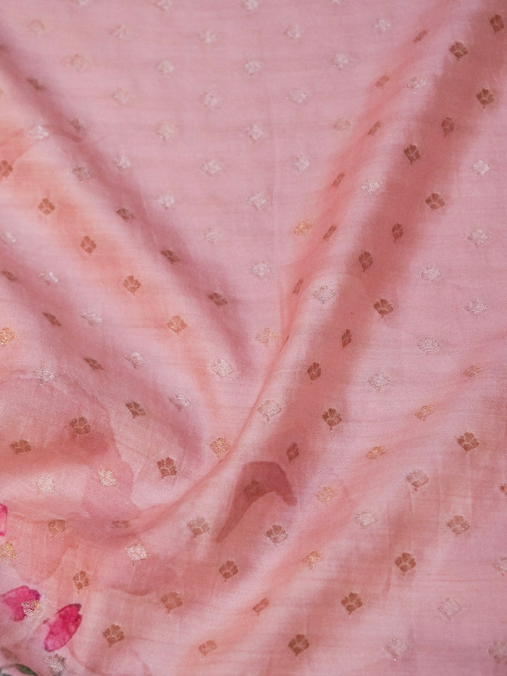 Lavender Handloom Pure Chiniya Silk Printed Suit with Kadwa Organza Dupatta View 8