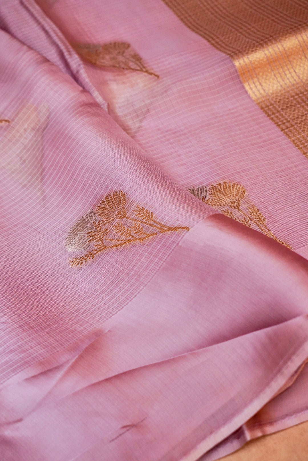 Ethereal Lavender Kota Check Saree Sona Rupa Zari Floral Motifs on Classic Checks