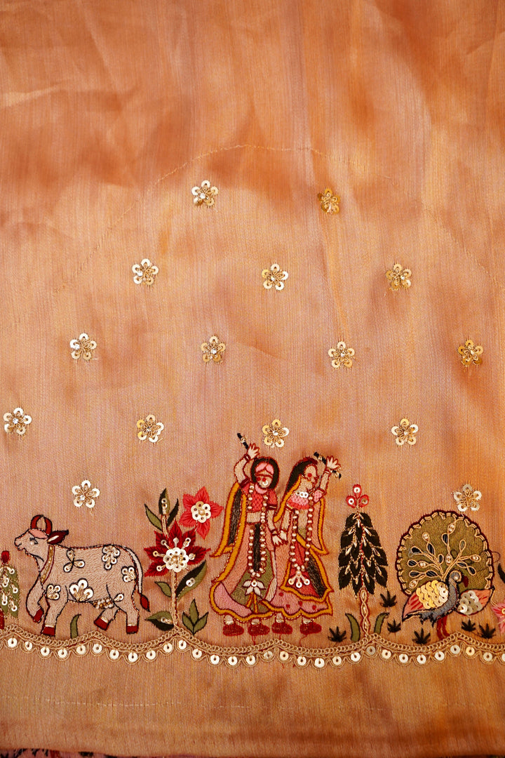 Gulab Meher – Designer Pink Tissue Silk Saree Meenakari Hand Embroidery Work