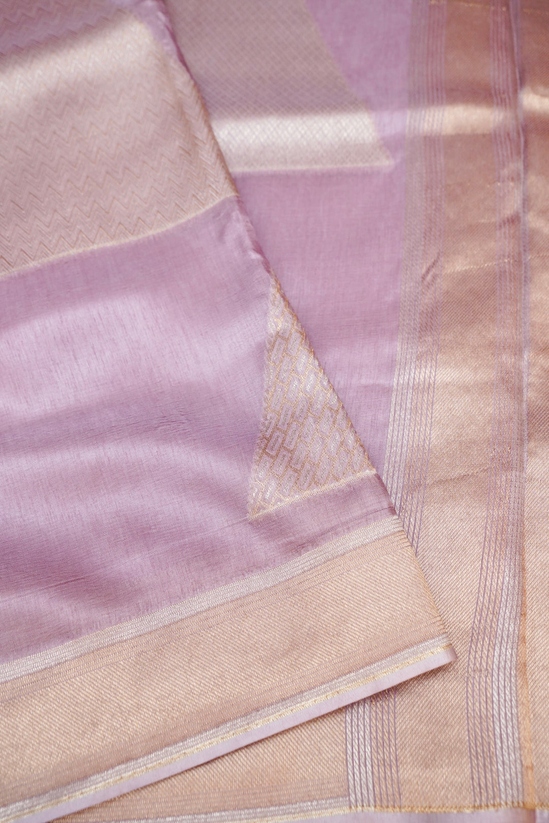 Lavender Contemporary Banarasi Silk Saree with Zari Weave Geometric Design