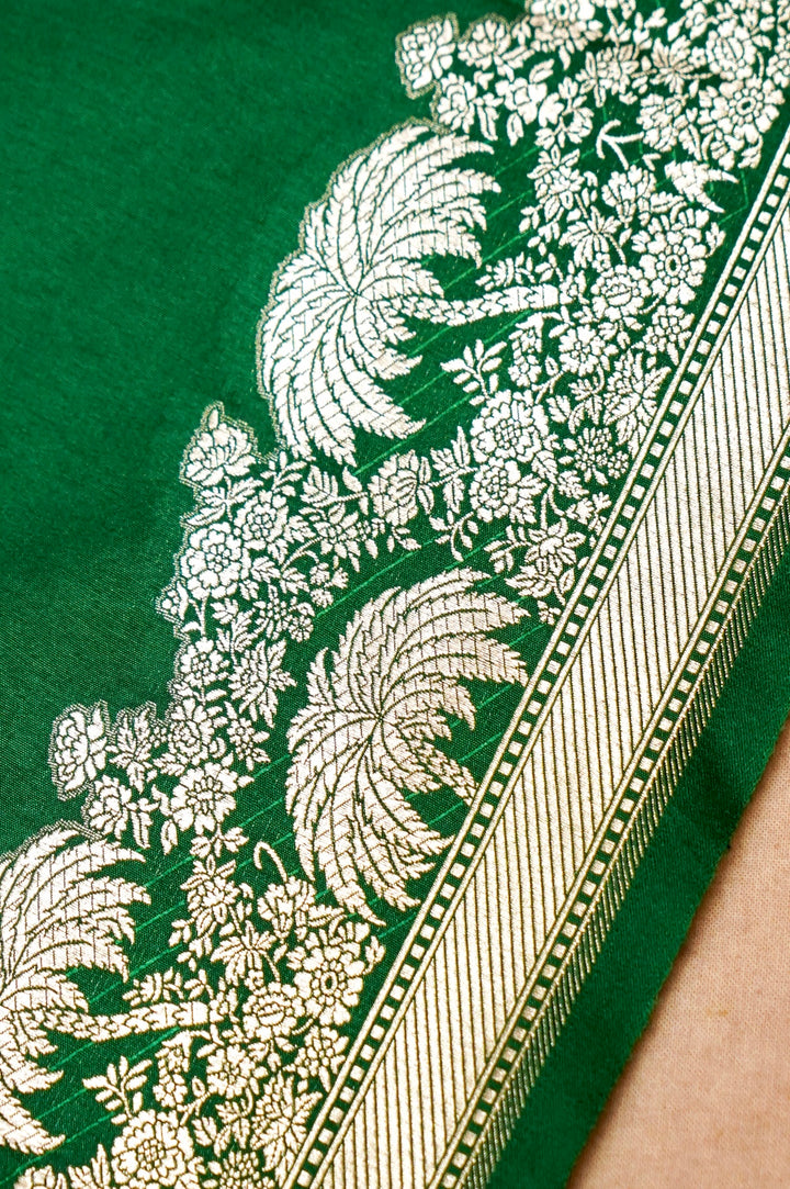 Green Raw Mango Brocade Silk Unstitched Suit Set View 7