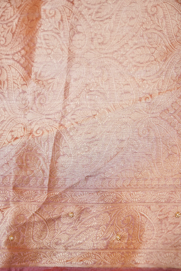 Onion Pink Maharani Tissue Silk Pichwai Motif Saree