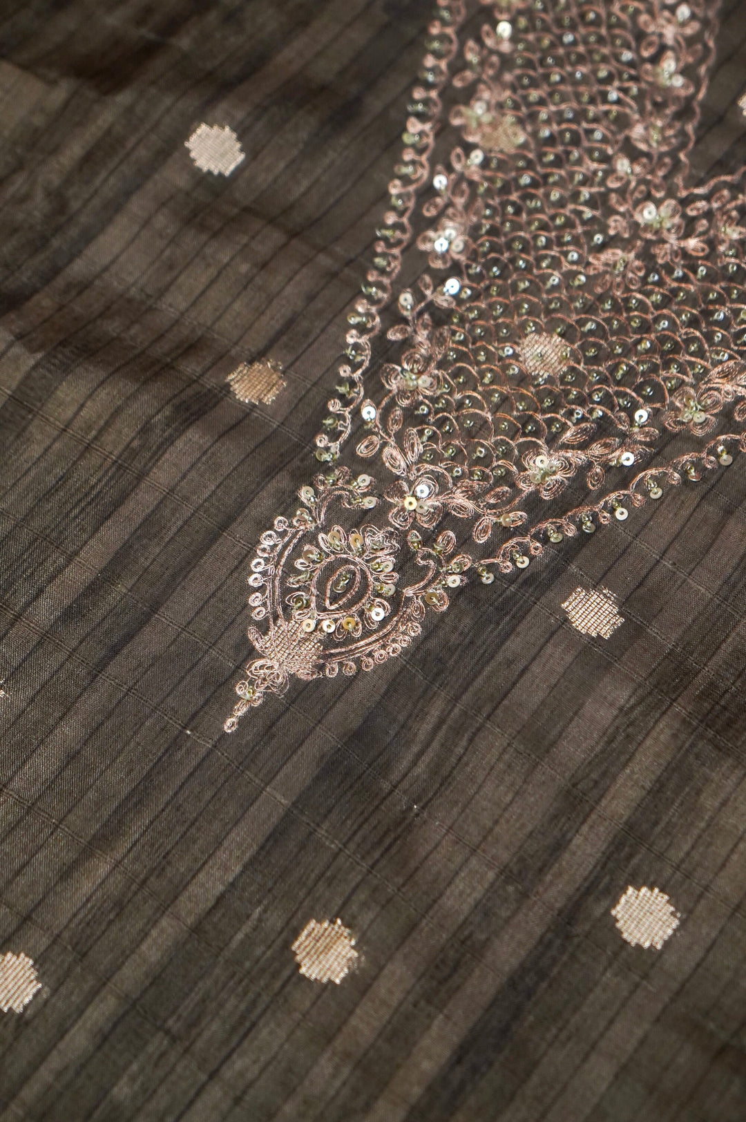 Mehndi Green Chanderi Silk Suit Set with Pitta Zari Embroidery View 6