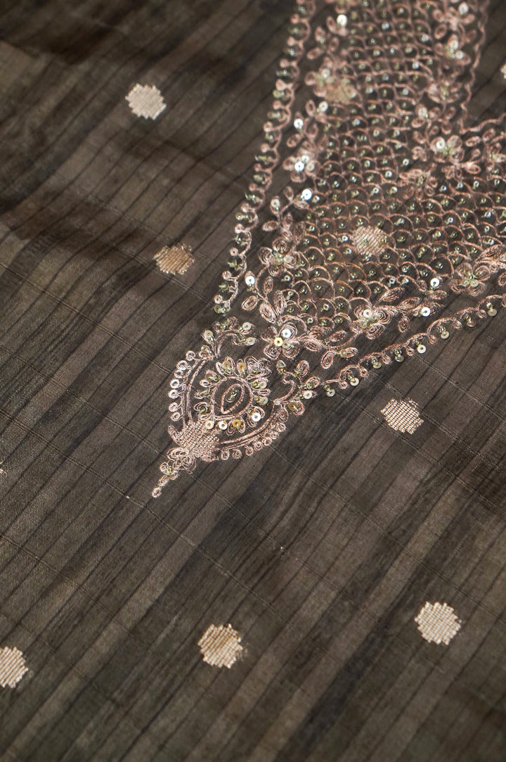 Mehndi Green Chanderi Silk Suit Set with Pitta Zari Embroidery View 6