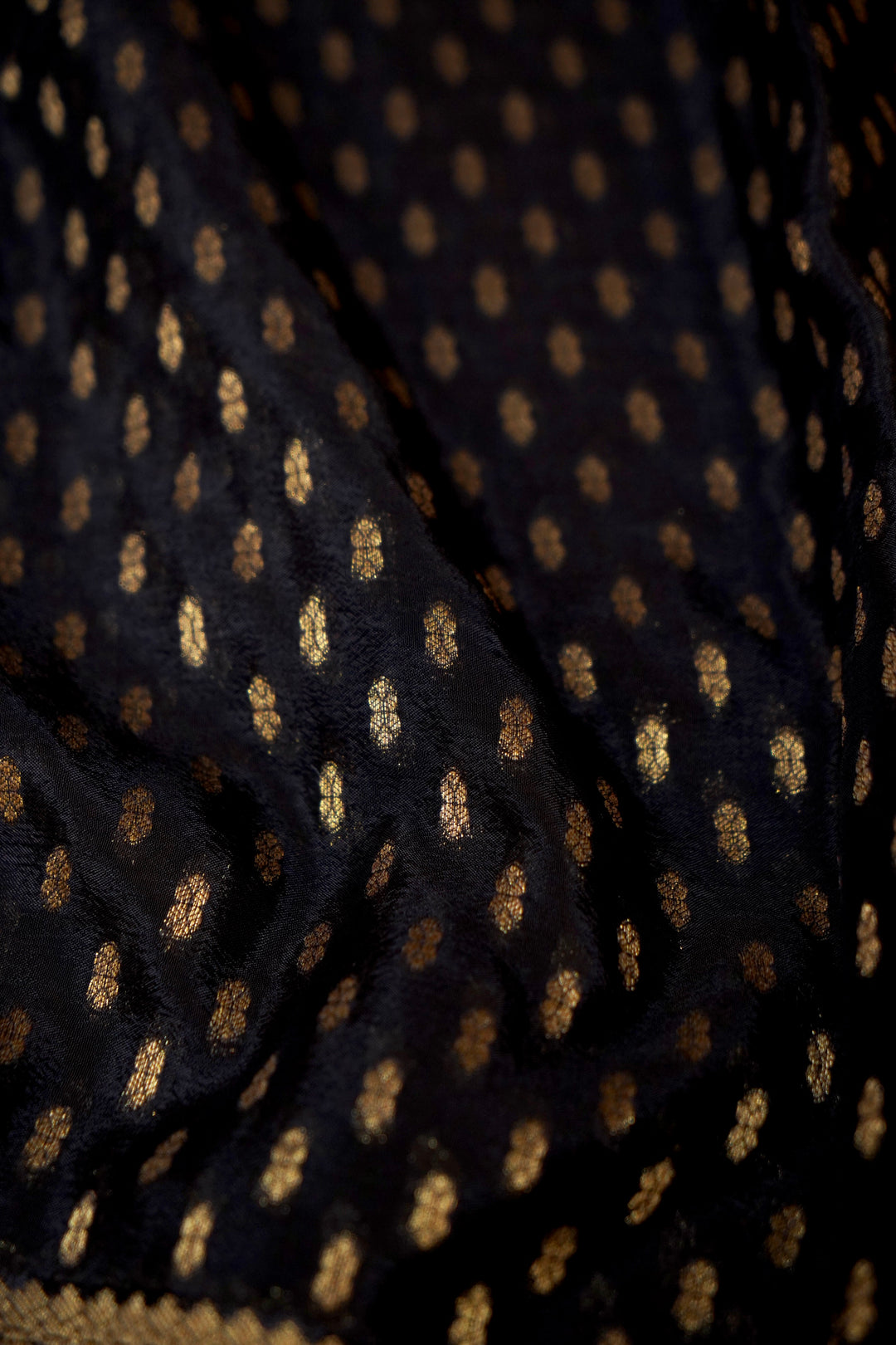 Regal Black Banarasi Chinon Georgette Saree with Antique Zari Figure Motifs