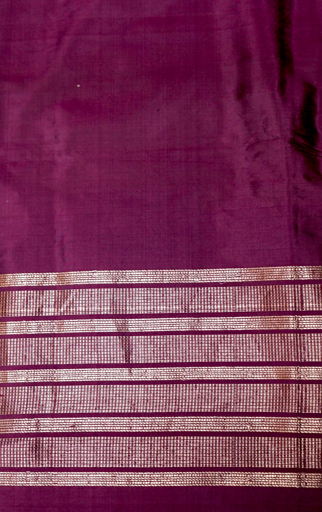 Dark Purple Pure Katan Silk Co-Ord Set with Gold Zari Floral Motif