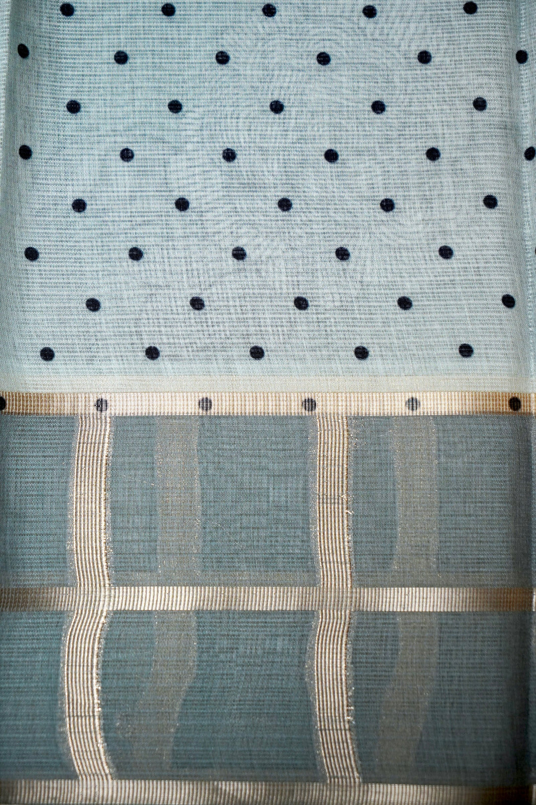 Teal Green Kota Check Saree with Printed Body and Zari Weave Check Border Blouse
