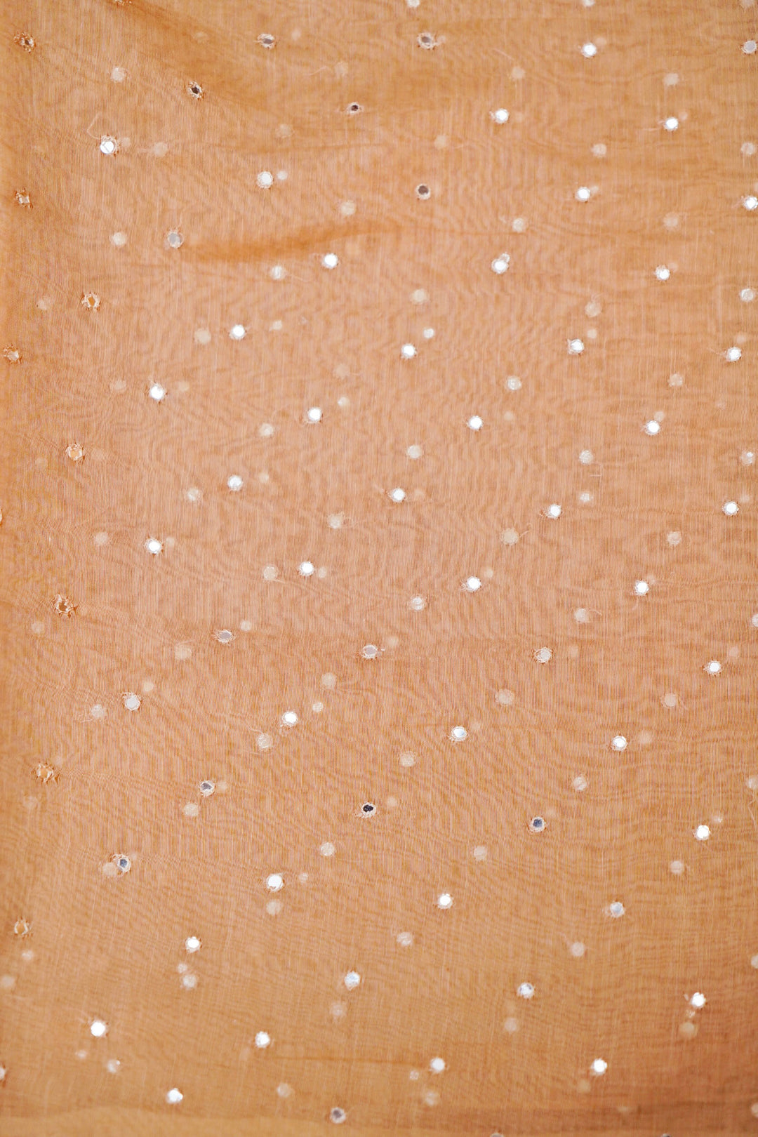 Pure Chanderi Silk Fabric with Intricate Mirror Work