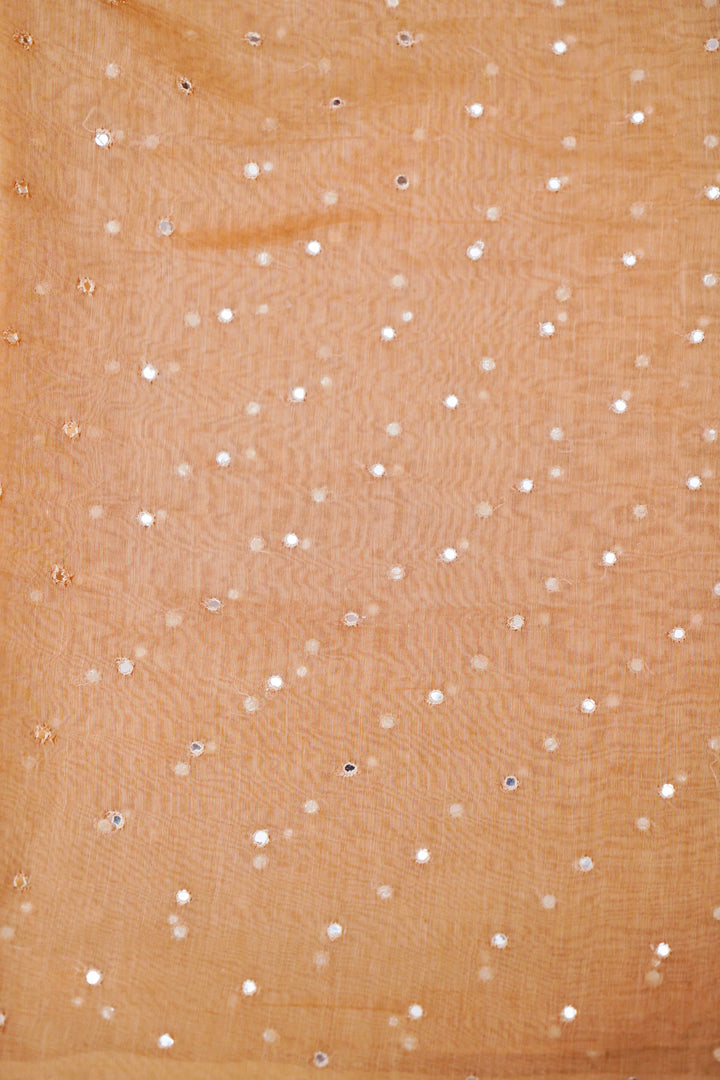 Pure Chanderi Silk Fabric with Intricate Mirror Work