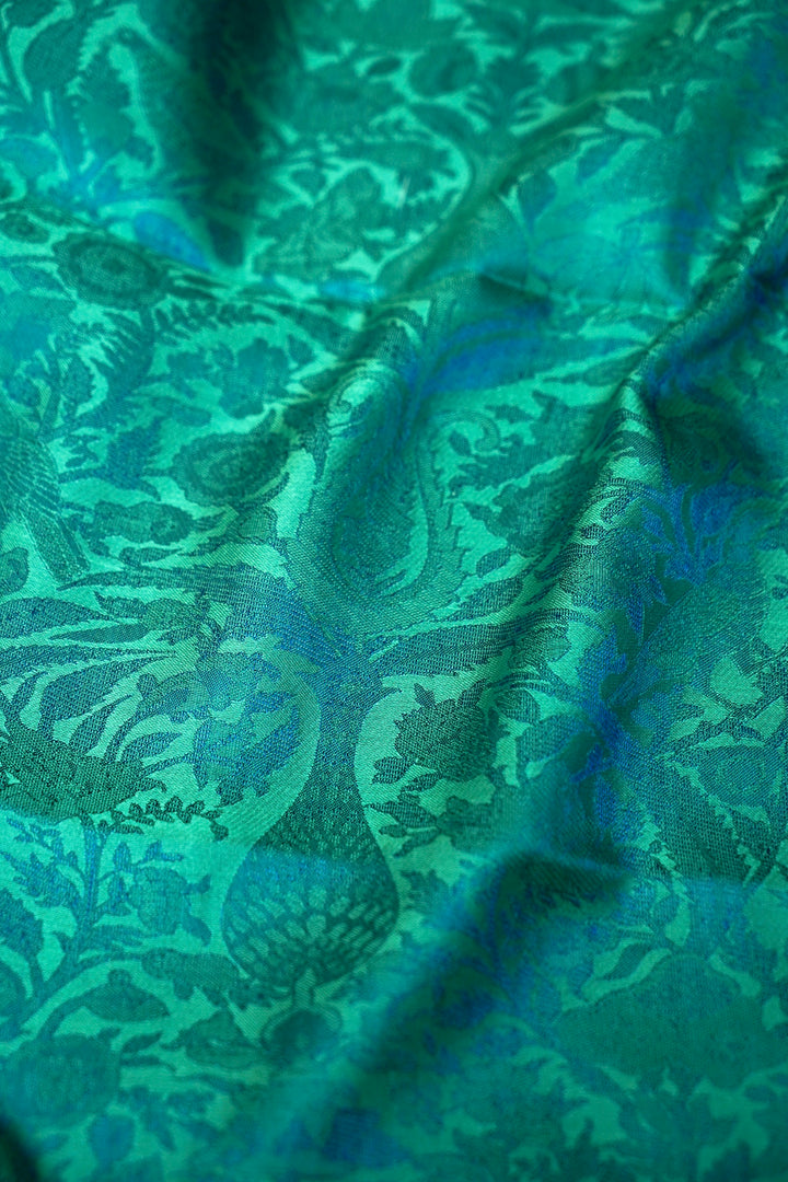Rama Green Handwoven Pure Banarasi Tanchoi Silk Saree
