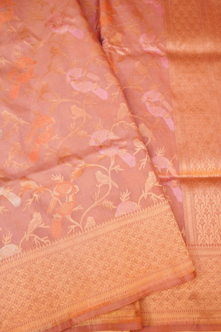 Handwoven Banarasi Mauve Pure Katan Satan Silk Meenakari Saree