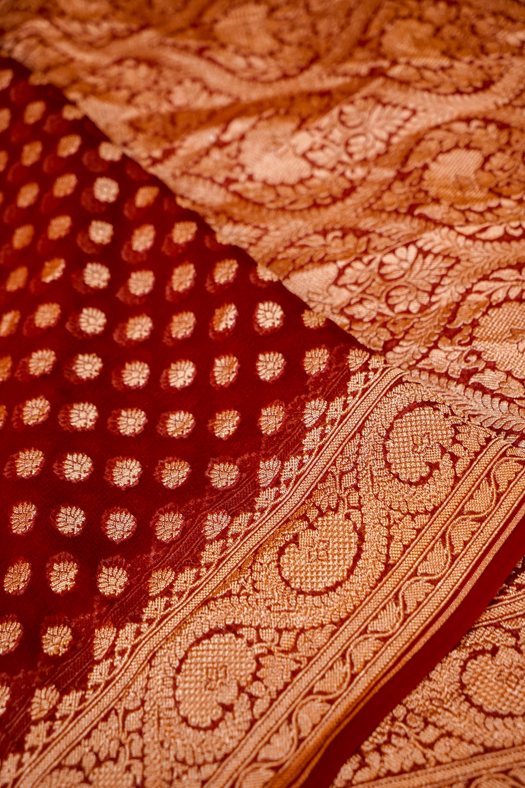 Maroon Bootidar Grace Khaddi Georgette Saree View 5