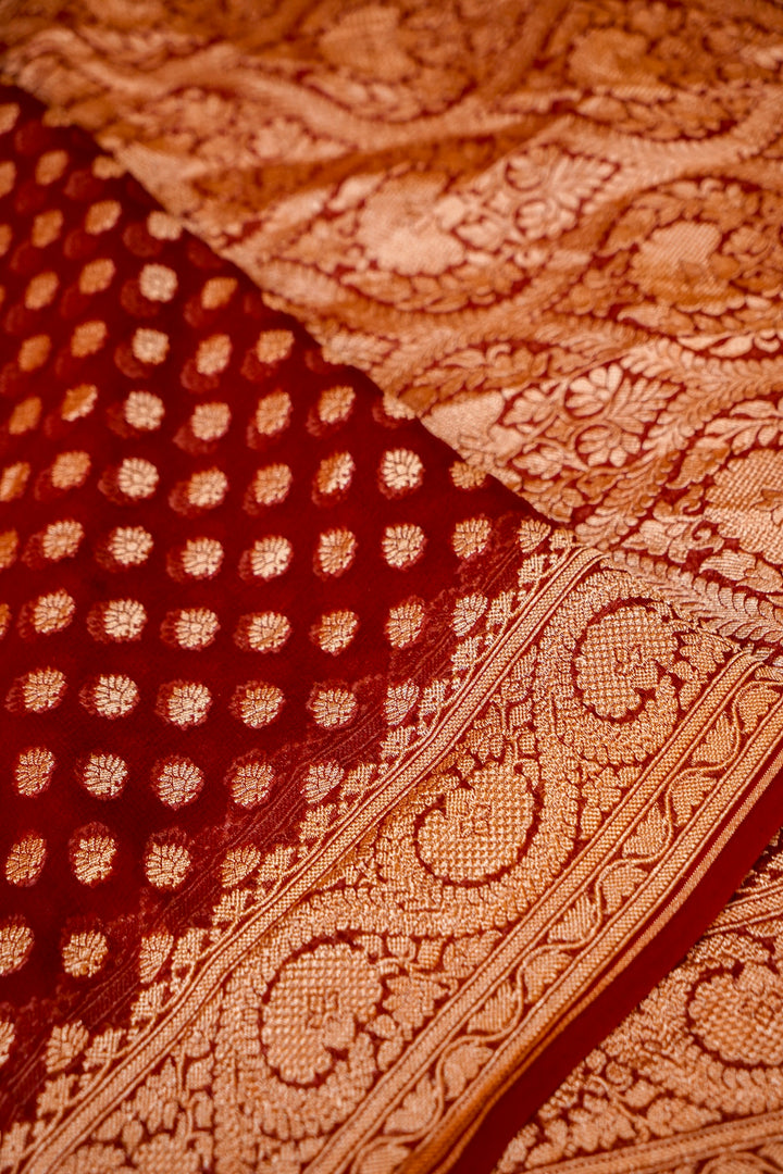 Maroon Bootidar Grace Khaddi Georgette Saree View 5