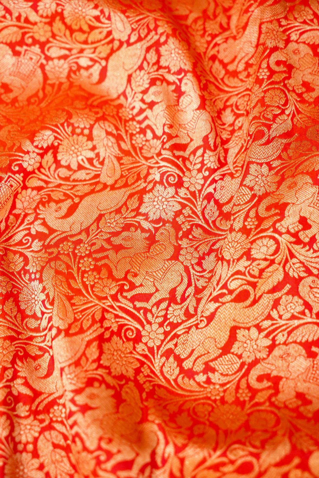 Handwoven Banarasi Red Bridal Shikargah Pure Katan Silk Saree