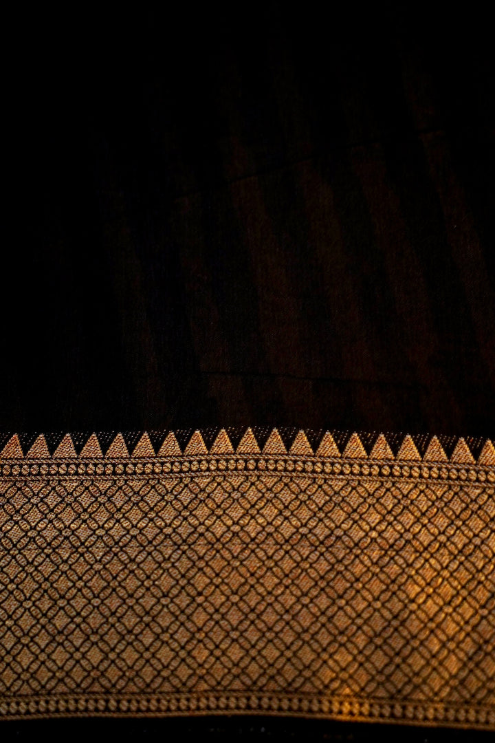 Midnight Majesty Black Designer Banarasi Crepe Silk Printed Saree