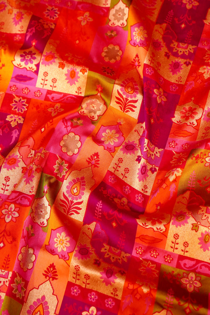Navrang Tara – Handwoven Rangkat Banarasi Pure Katan Silk Saree