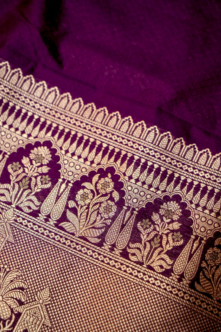 Dark Purple Modal Silk Co-Ord Set with Heritage Woven Design
