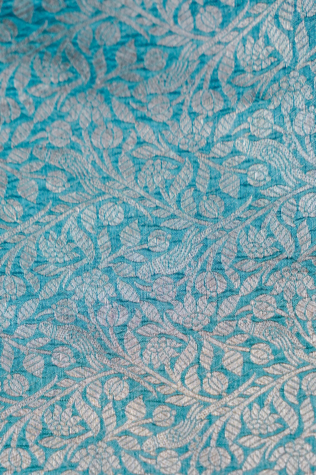 Seafoam Avian Banarasi Pure Katan Silk Birds Motif Saree View 6