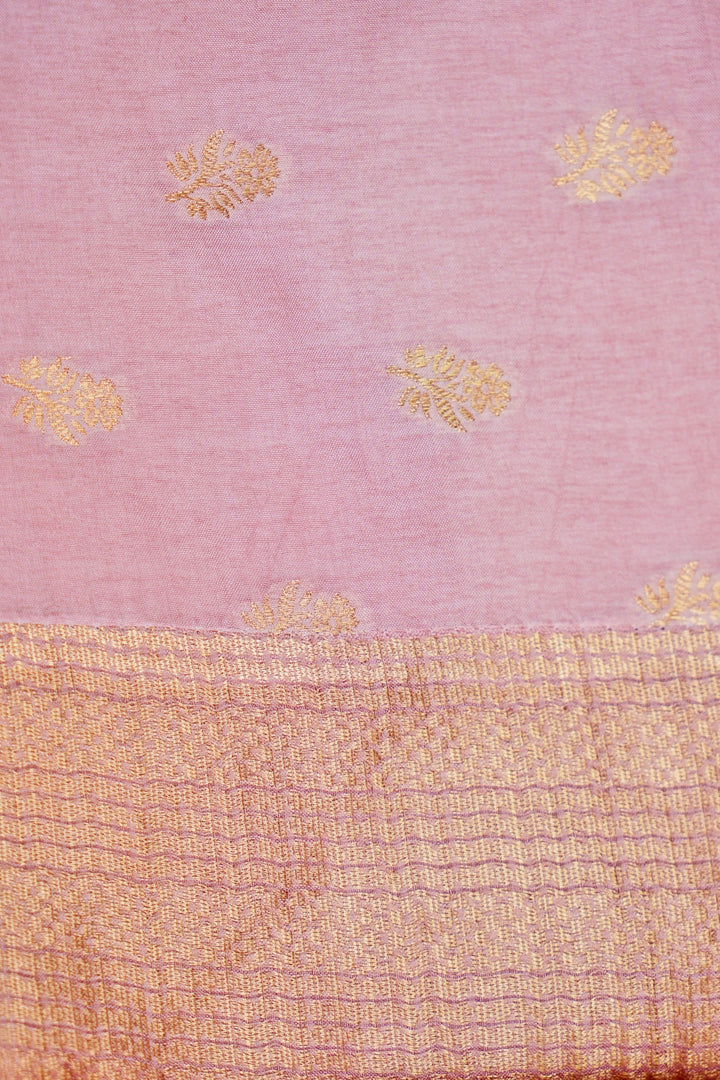 Graceful Pink Kota Check Saree Sona Rupa Zari Floral Motifs on Classic Handwoven Checks