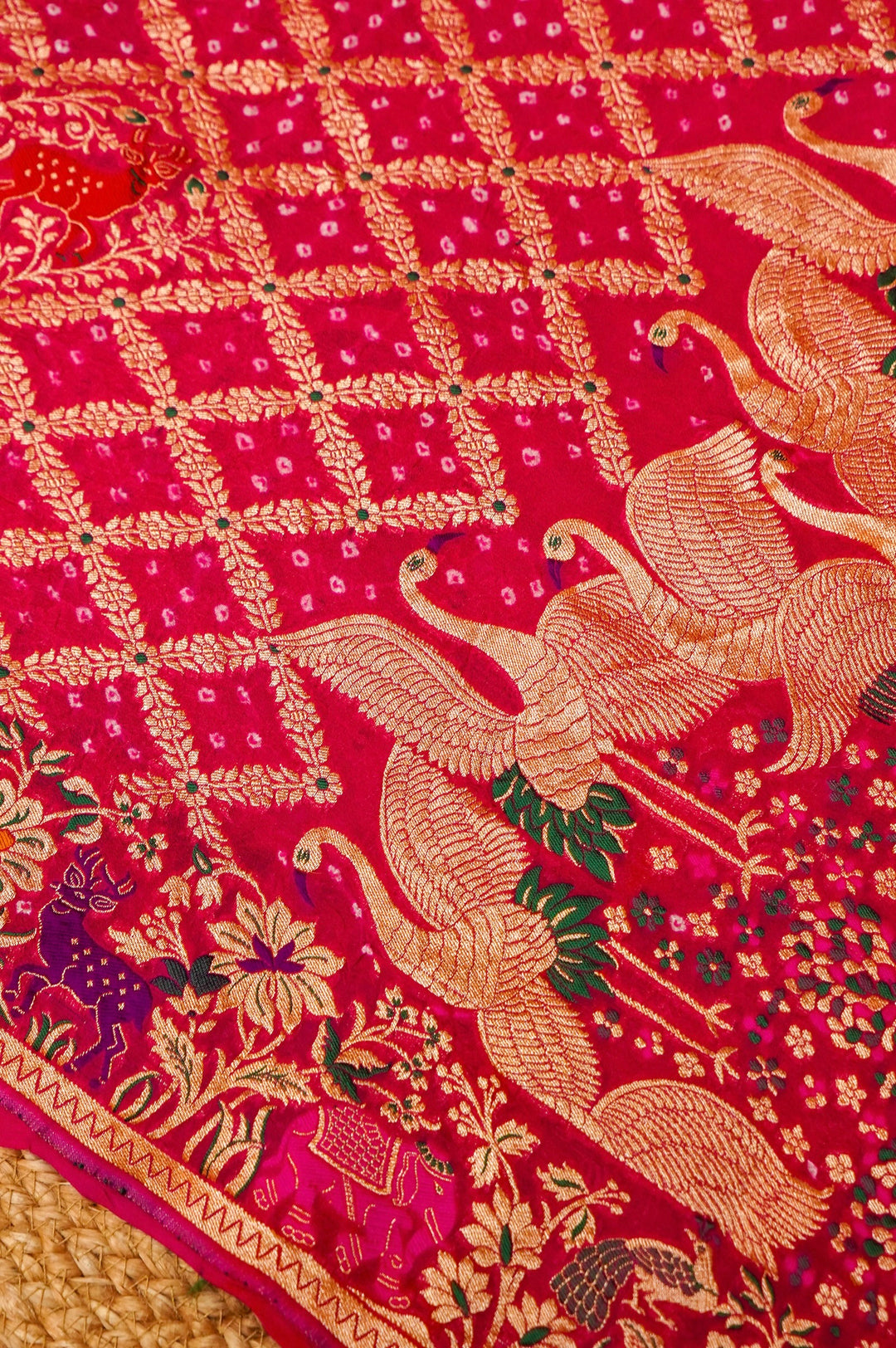 Bandhej Meenakari Bridal Grace Handwoven Pure Khaddi Georgette Saree View 6