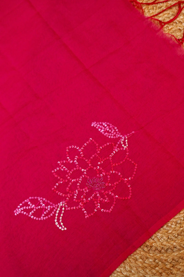 Hot Pink Pure Mul Chanderi Suit Set with Pearl and Sequin Embroidery Dupatta View 2