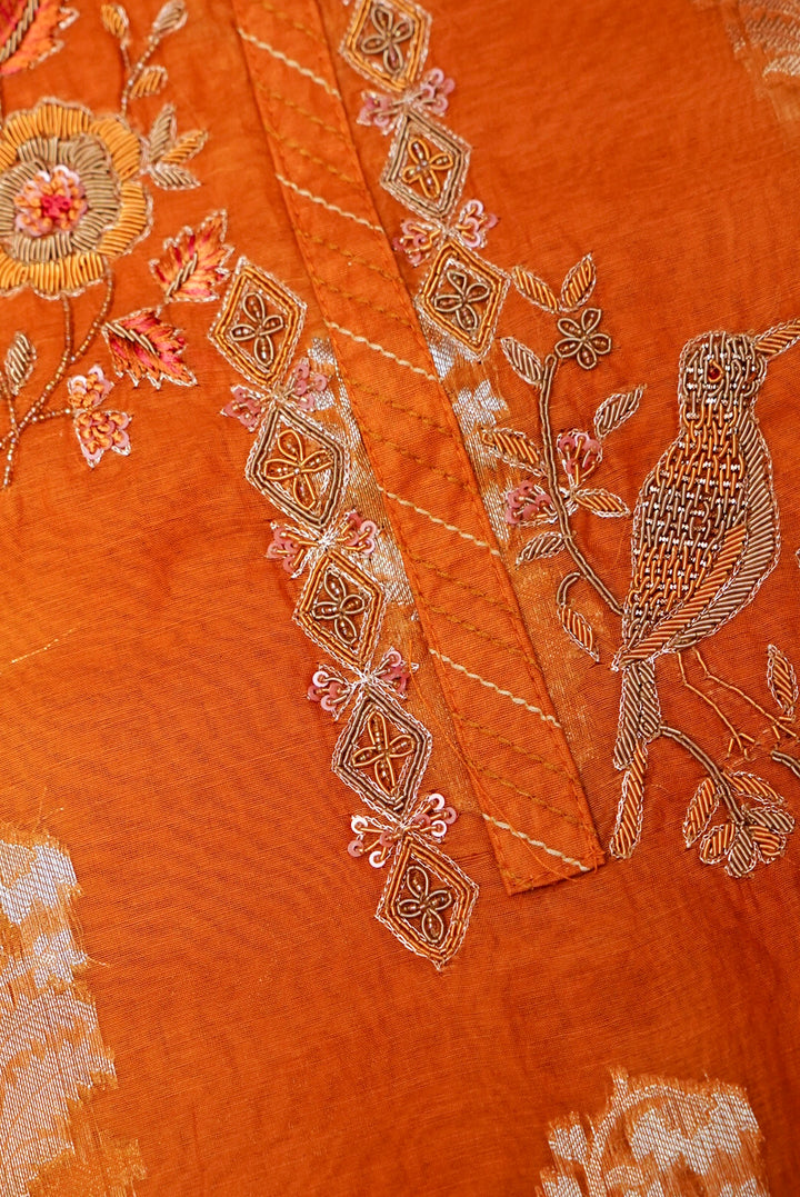 Mustard Pure Mul Silk Haldi Suit with Zardozi Neckline and Pitta Zari Dupatta