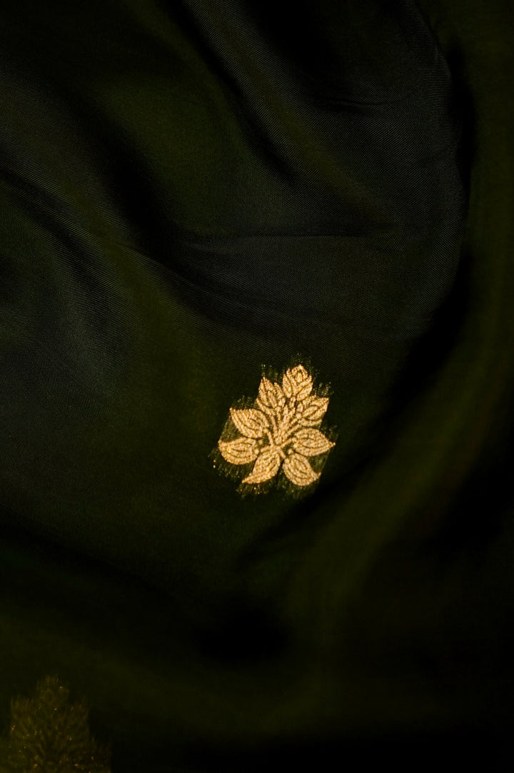 Dark Green Organza Saree with Luxurious Satin Silk Border