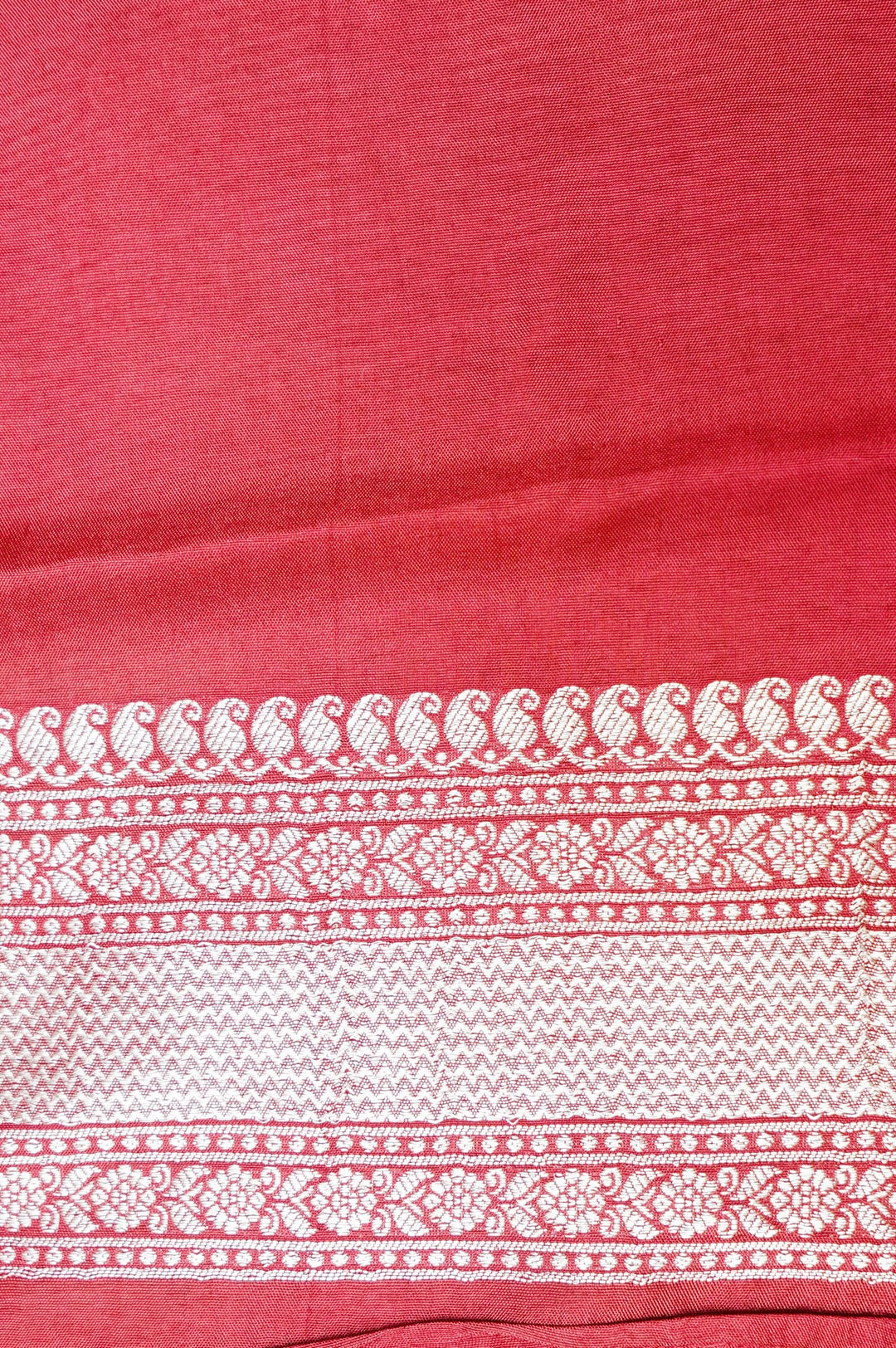 Cherry Red Banarasi Soft Silk Bridal Meenakari Stripes Saree