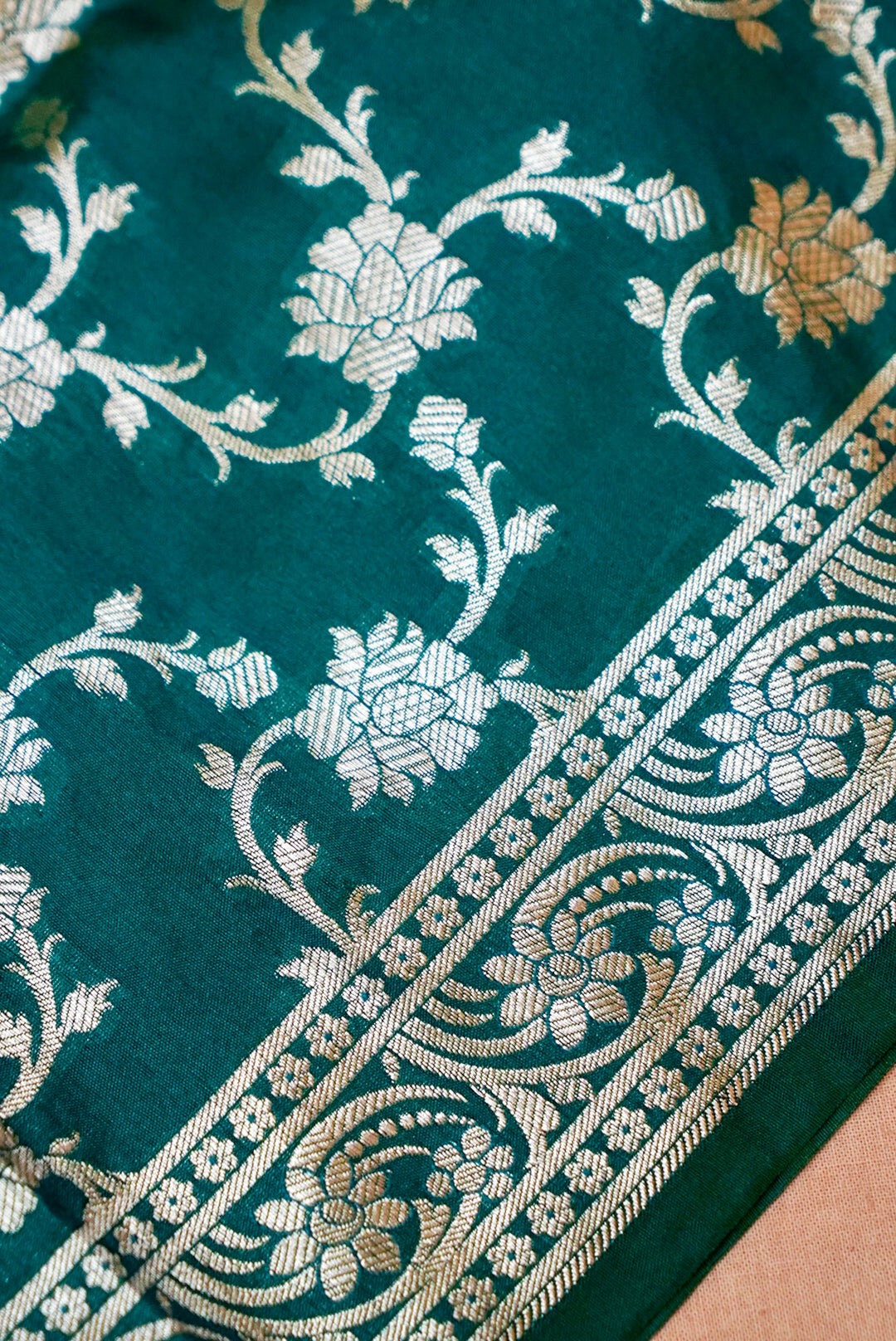 Rama Green Banarasi Katan Silk Suit with Bootidar Top and Jaal Dupatta