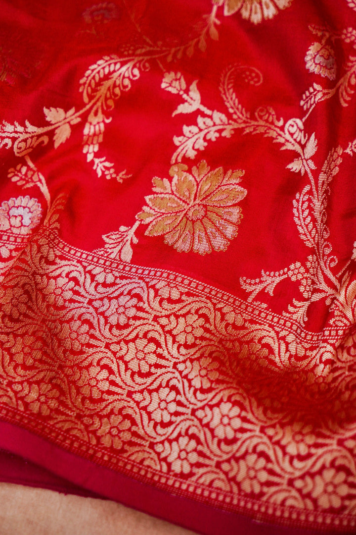 Handwoven Banarasi Bridal Pure Katan Silk Meenakari Jaal Saree