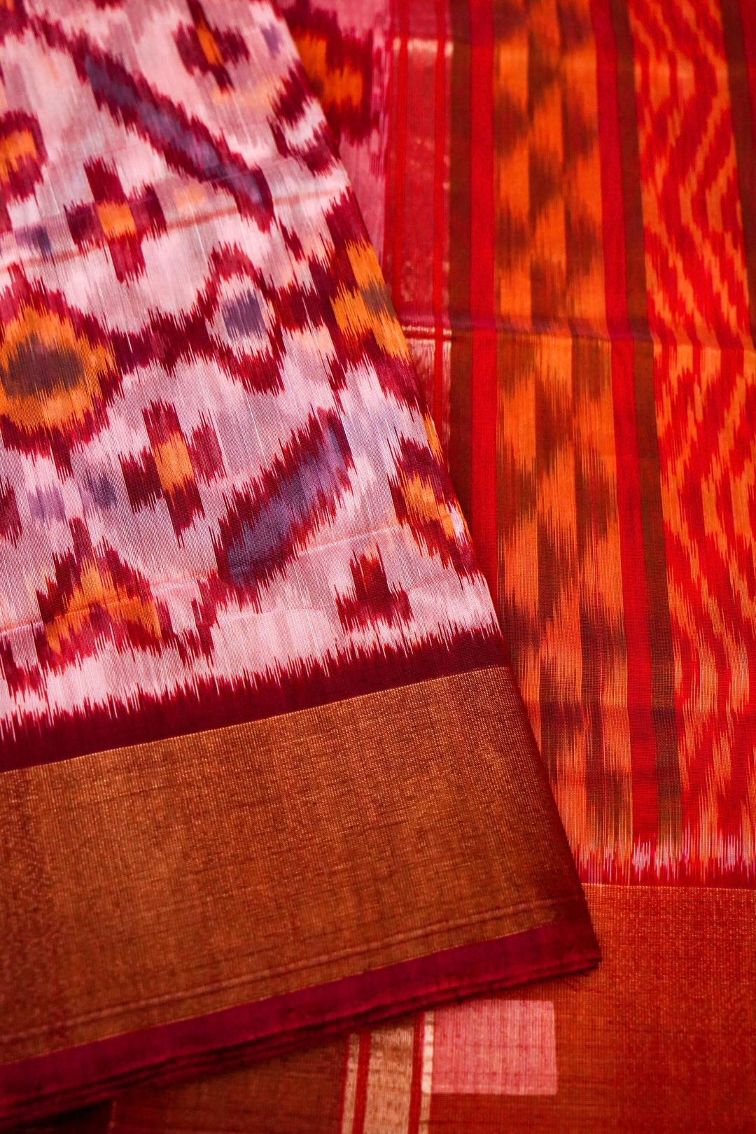 White Patola Cotton Silk Saree with All-Over Traditional Printed Motifs