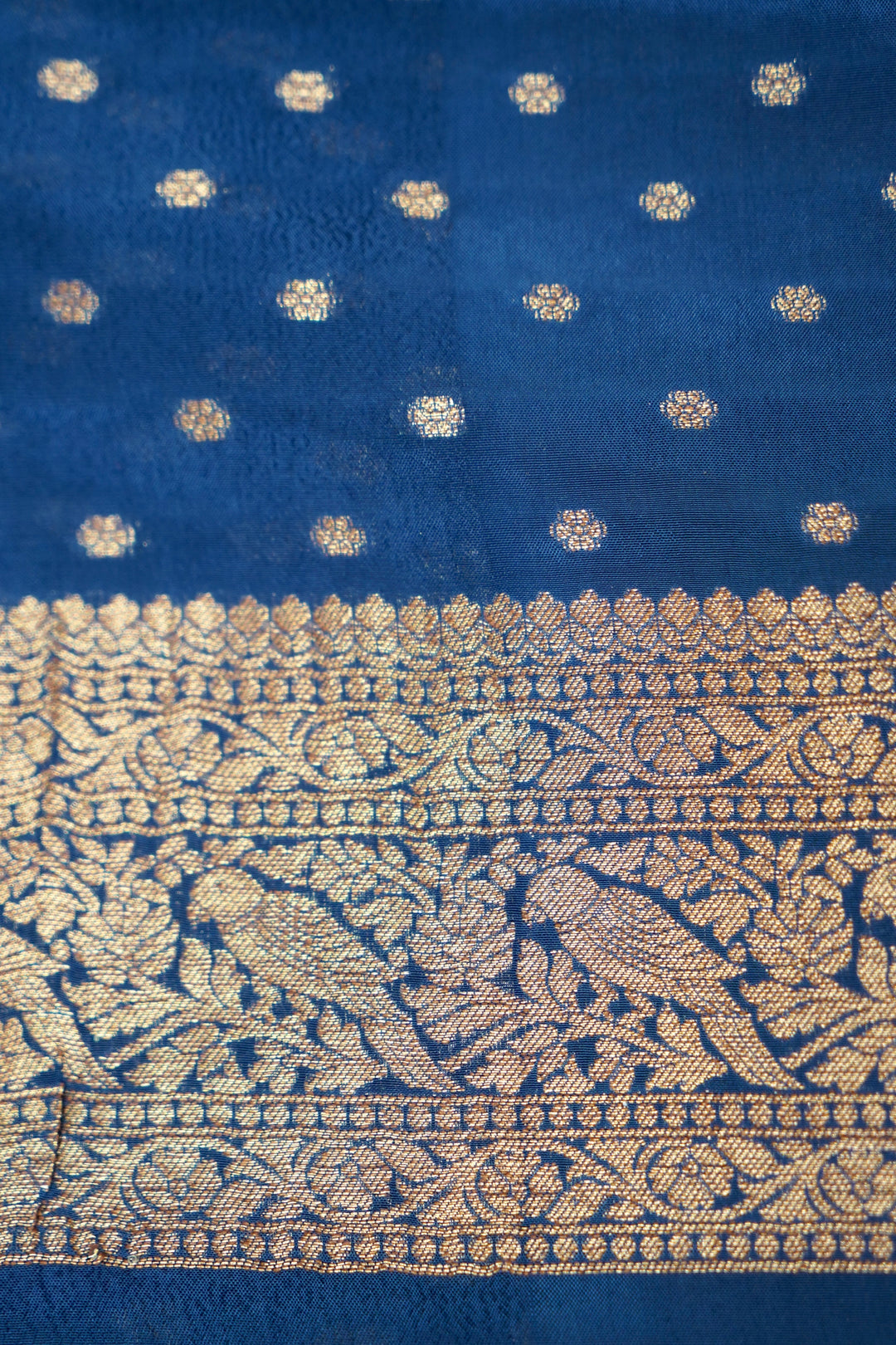 Elegant Teal Blue Banarasi Chinon Georgette Saree with Antique Zari Figure Motifs