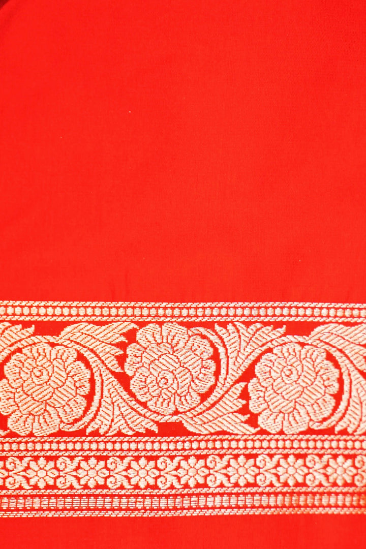 Red Bridal Pure Handloom Banarasi Katan Satin Silk Saree with Meenakari Jangla Design