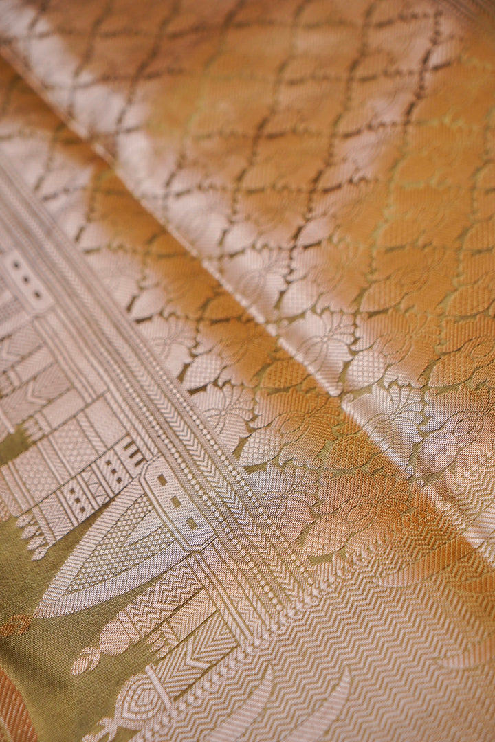 Olive Heritage Banarasi Modal Silk Ghat Design Saree View 5