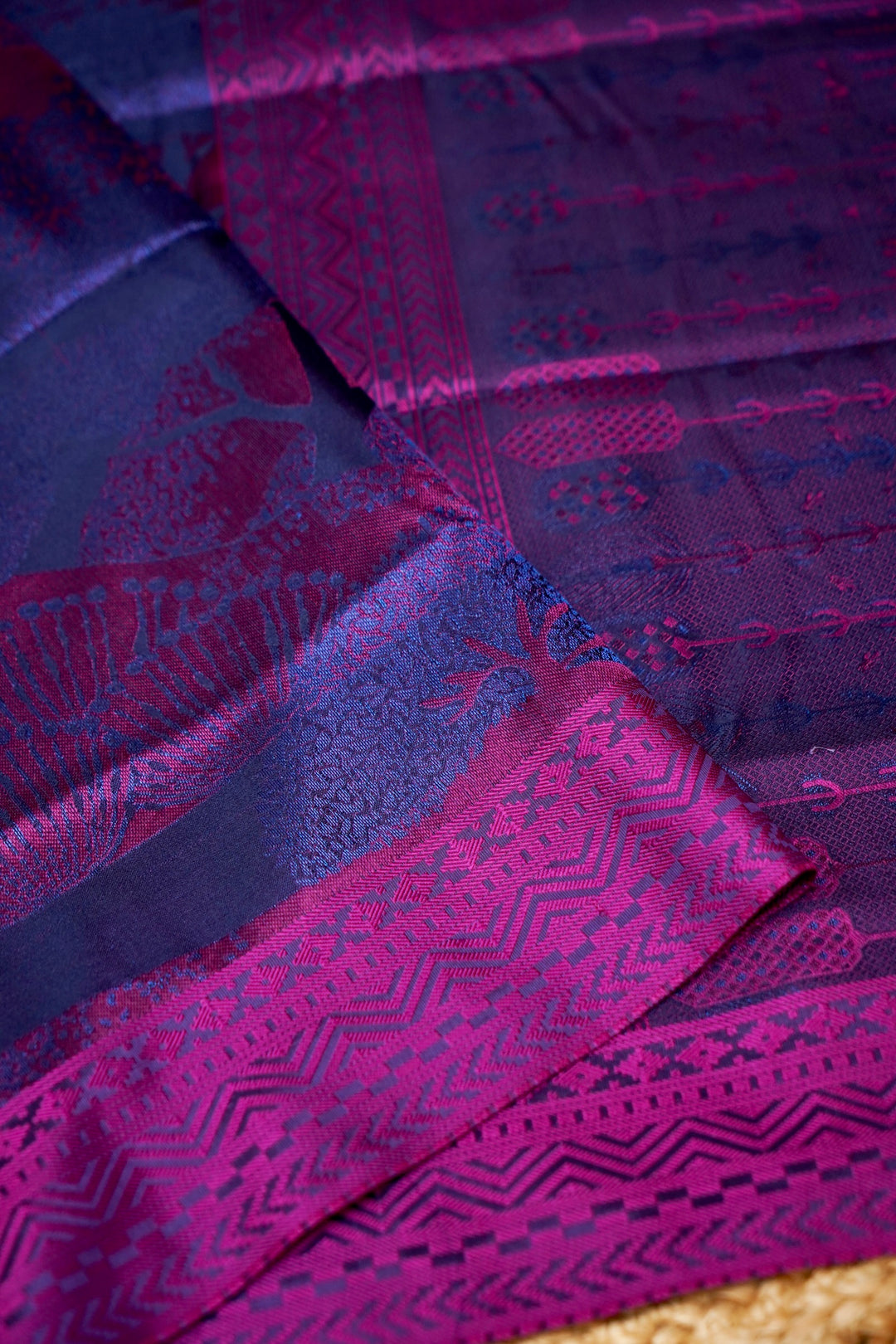 Purple Handwoven Pure Banarasi Tanchoi Silk Saree