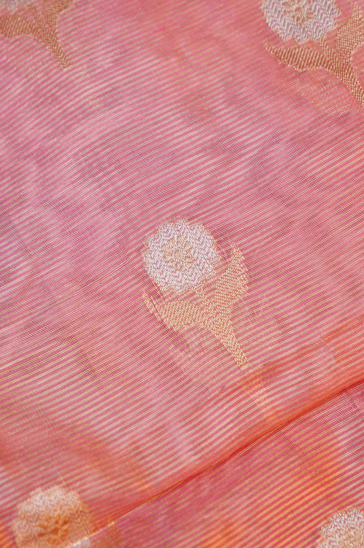 Unstitched Pink Pure Chanderi Tissue Suit Set with Zardozi work