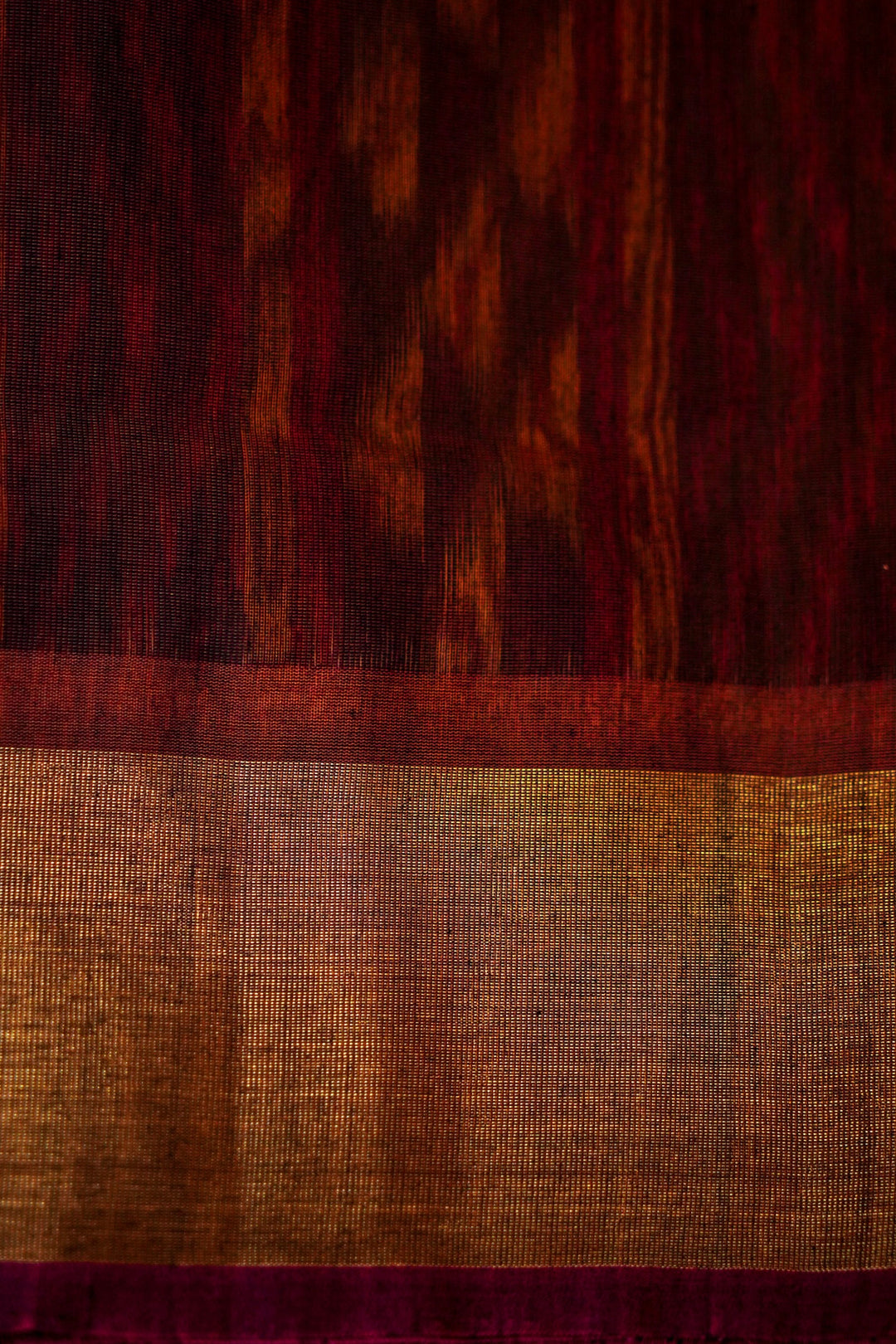 Banarasi Red Patola Cotton Silk Saree with Printed Zig Zag Design