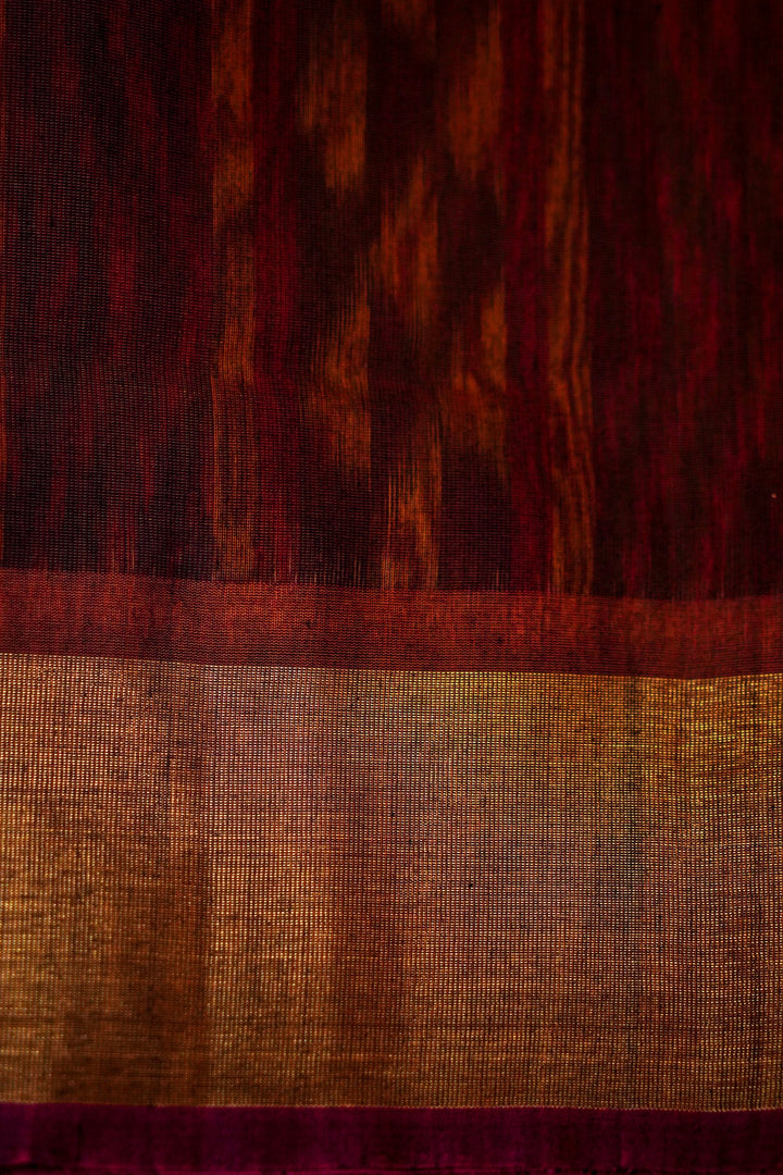 Banarasi Red Patola Cotton Silk Saree with Printed Zig Zag Design