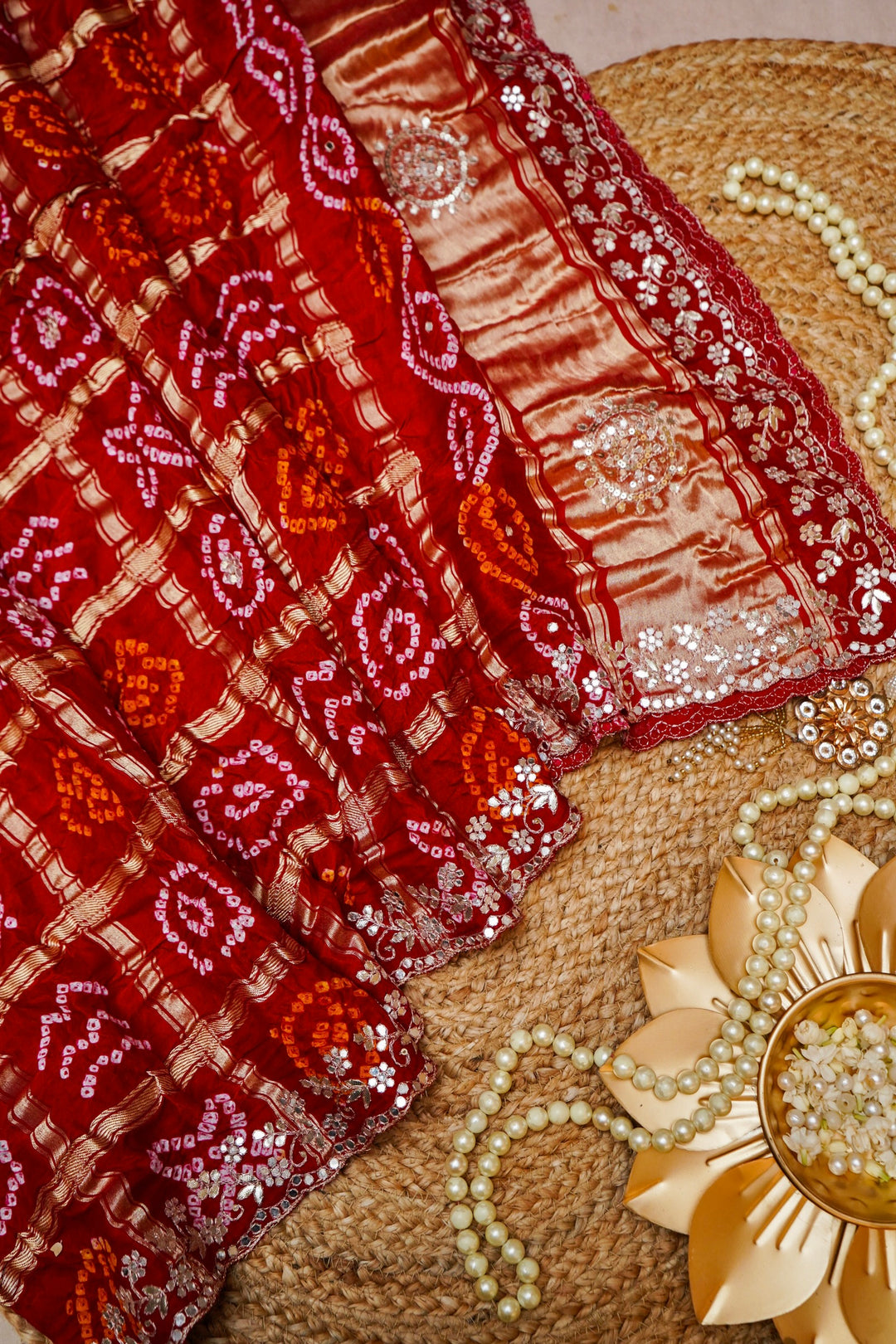 Laal Chunari Royal Pure Modal Gajji Dupatta with Gota Hand Embroidery View 1