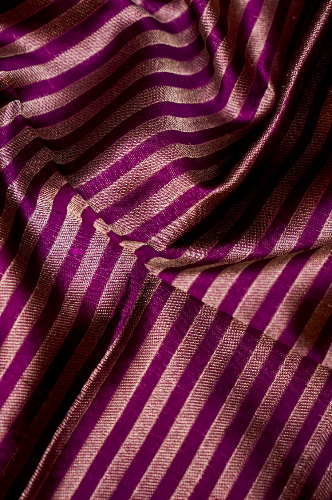 Elegant Purple Katan Silk Cord Set with Zari Woven Strip Neck Design View 4