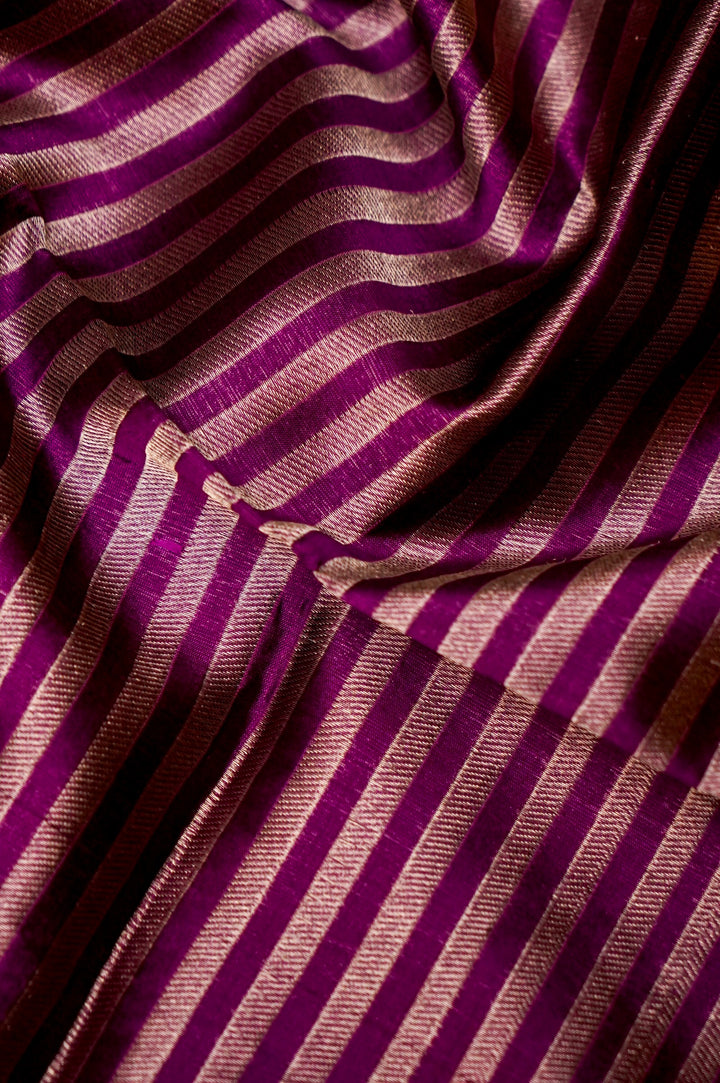 Elegant Purple Katan Silk Cord Set with Zari Woven Strip Neck Design View 4