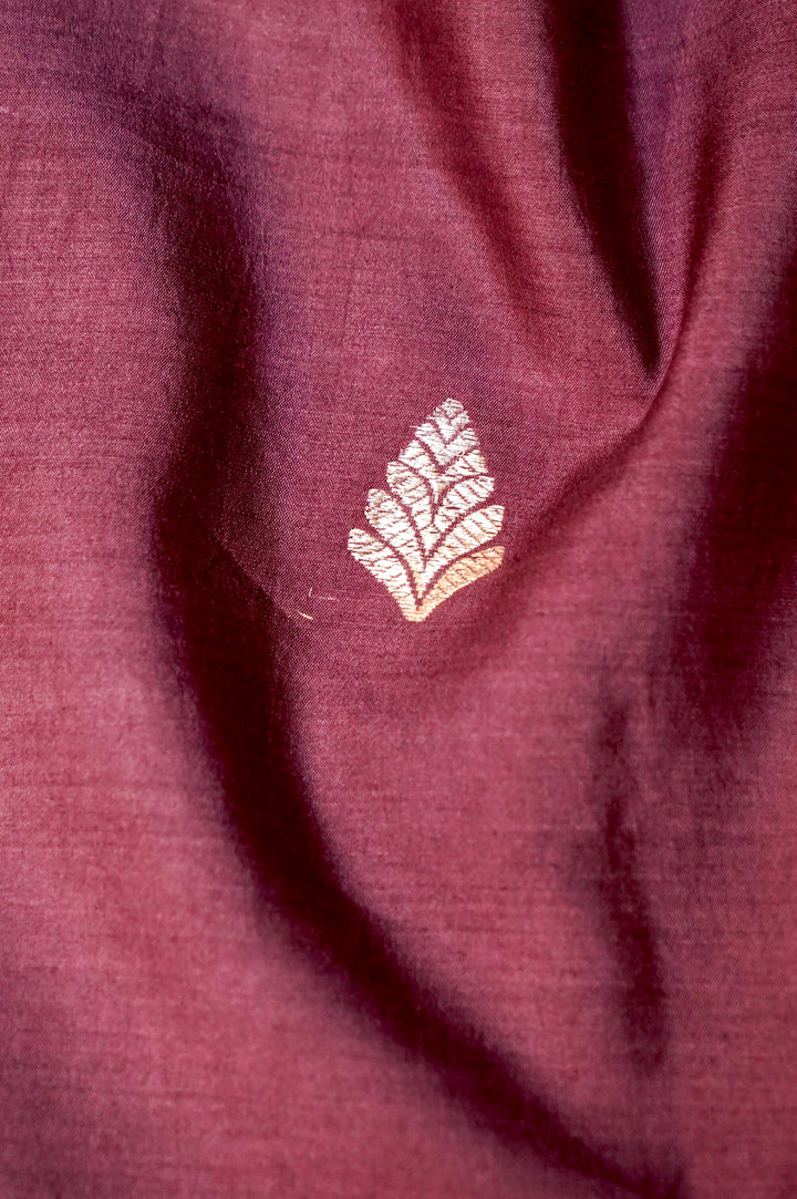 Mauve Modal Silk Co-Ord Set with Silver Zari Leaf Buti