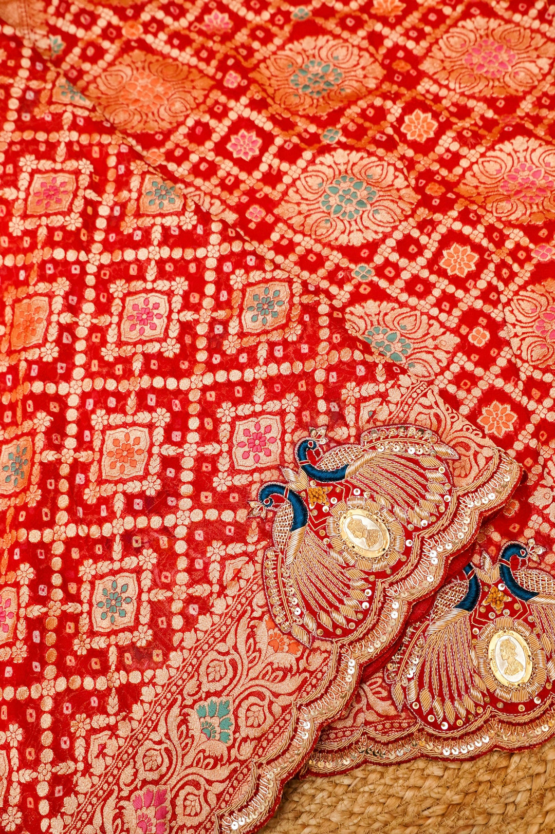 Victoria German Silver Coins Embellishment Handwoven Meenakari Pure Khaddi Bandhani Saree View 4