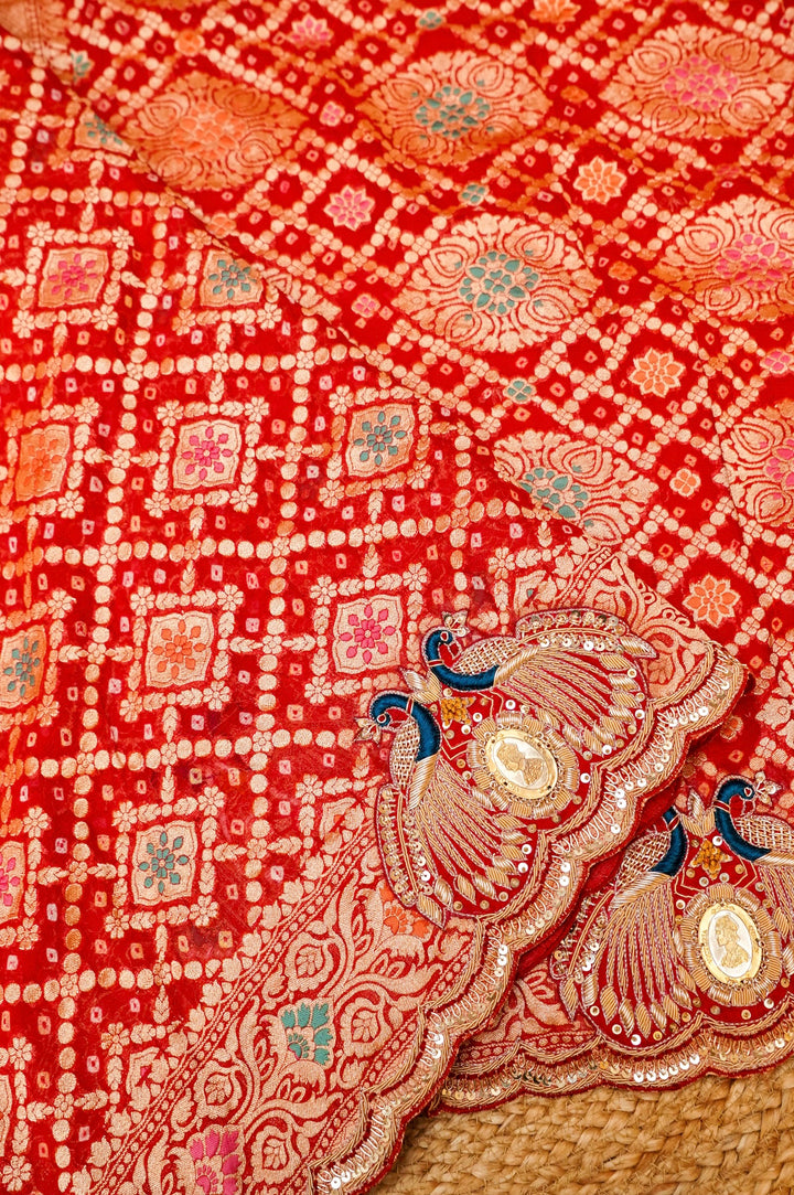 Victoria German Silver Coins Embellishment Handwoven Meenakari Pure Khaddi Bandhani Saree View 4