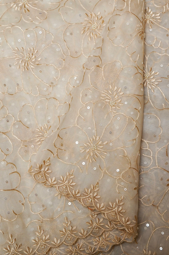 White Organza Tissue Saree with Resham & Pearl Embroidery with Tissue Blouse