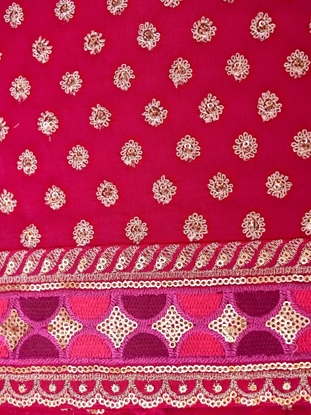 Pink Sabyasachi Inspired Textured Pure Crepe Saree with Designer Border Heavy Embroidered Silk Blouse View 5