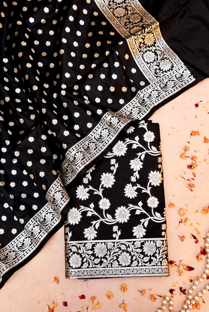 Black Banarasi Silk Jaal Suit with Banarasi Booti Dupatta