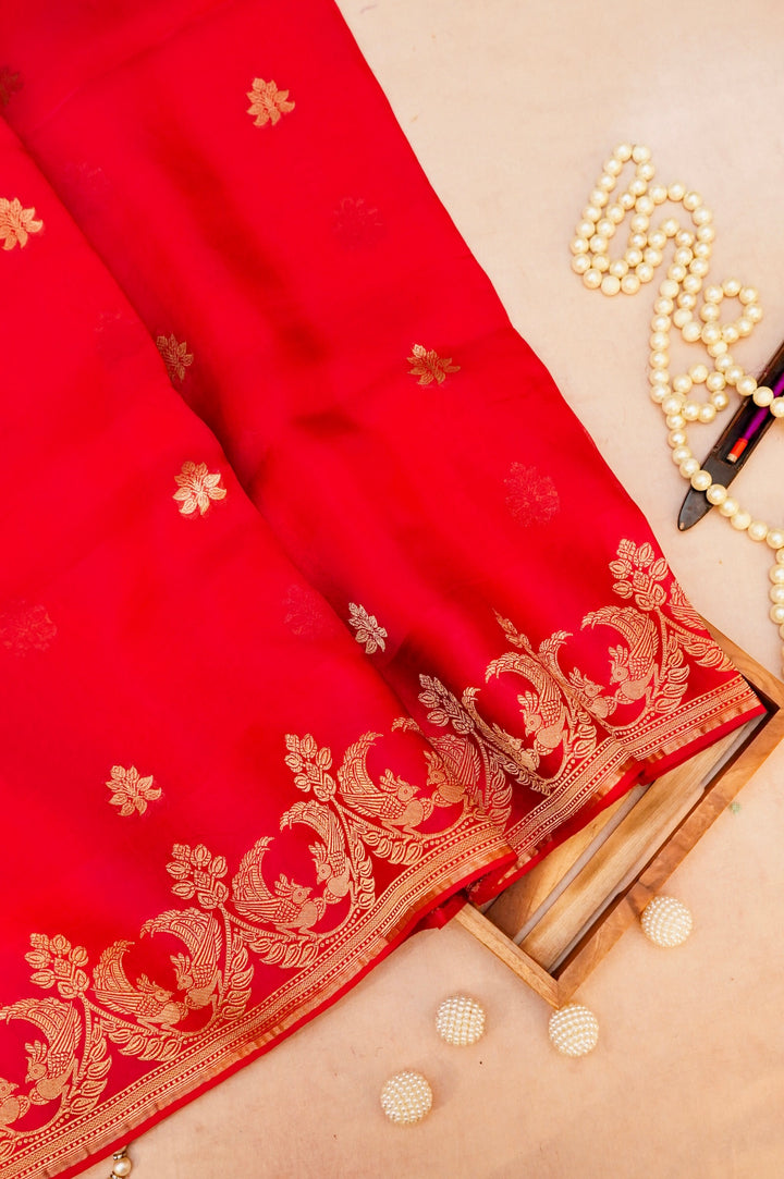 Bridal Pink Organza Saree with Opulent Satin Silk Border