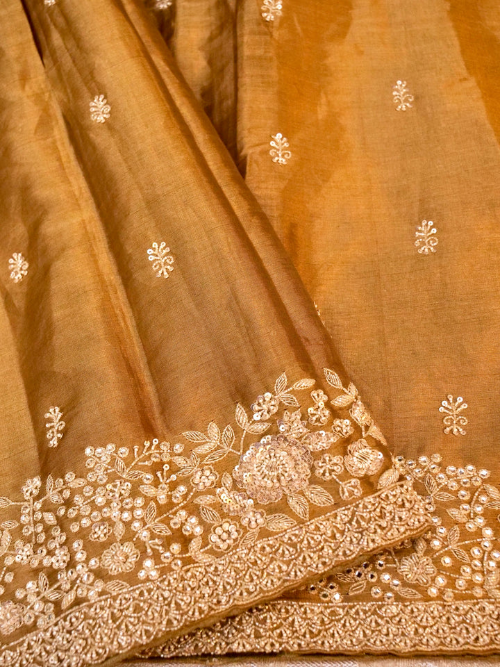 Handwoven Banarasi Pure Katan Tissue Silk Saree with Zardozi and Pearl Work