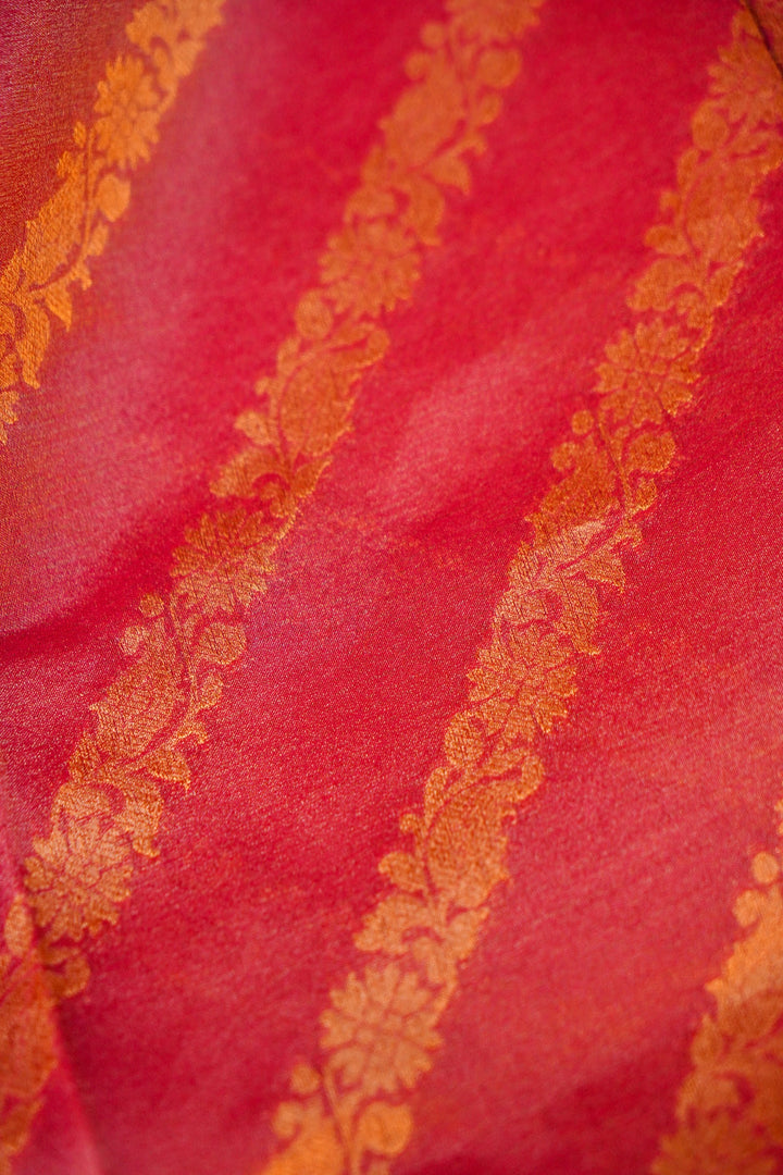 Pink Banarasi Tissue Silk Saree with Meenakari Jangla Top and Elephant Motif Dupatta